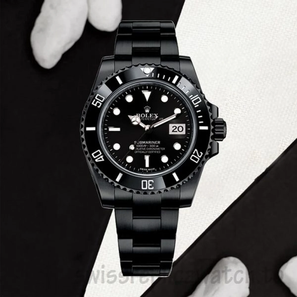 Rolex Submariner PR16233B Two Tone 41mm Mens Replica Watch ( Full Black)