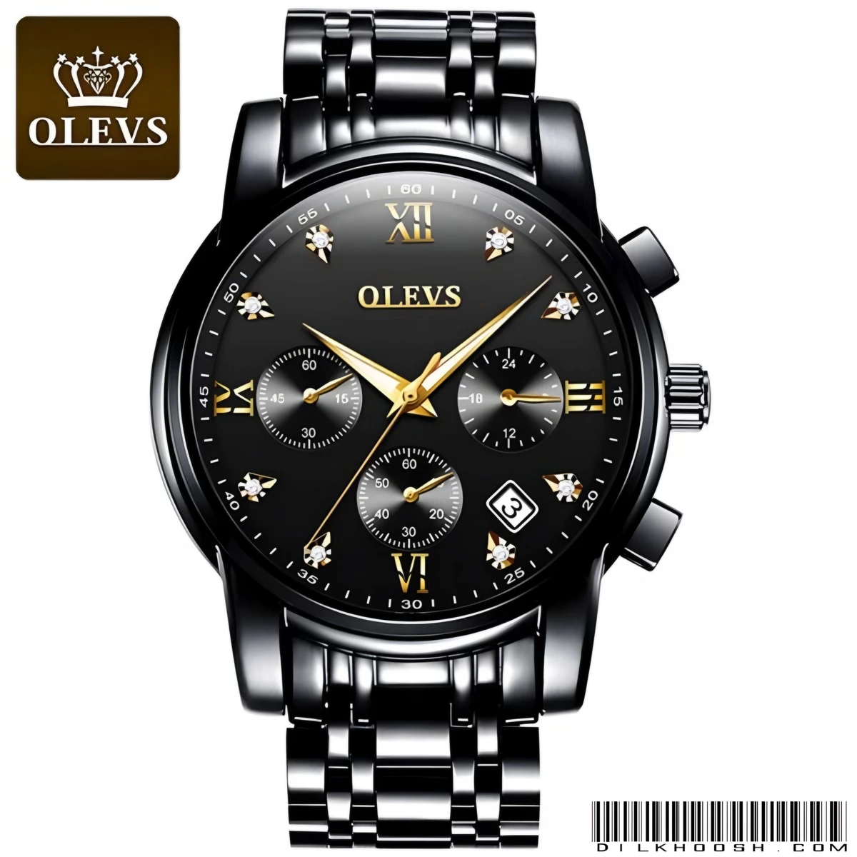 OLEVS 2858 Men Quartz Watch (Full Black) - Image 4