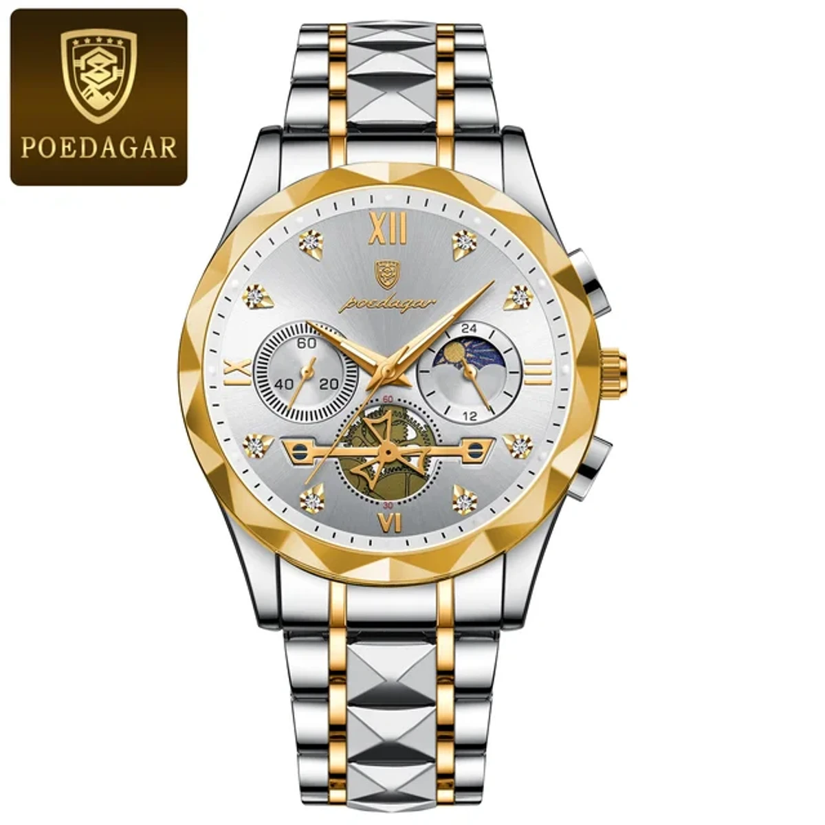 Poedagar 996 Stainless Steel Luminous Quartz Watch For Men (White)