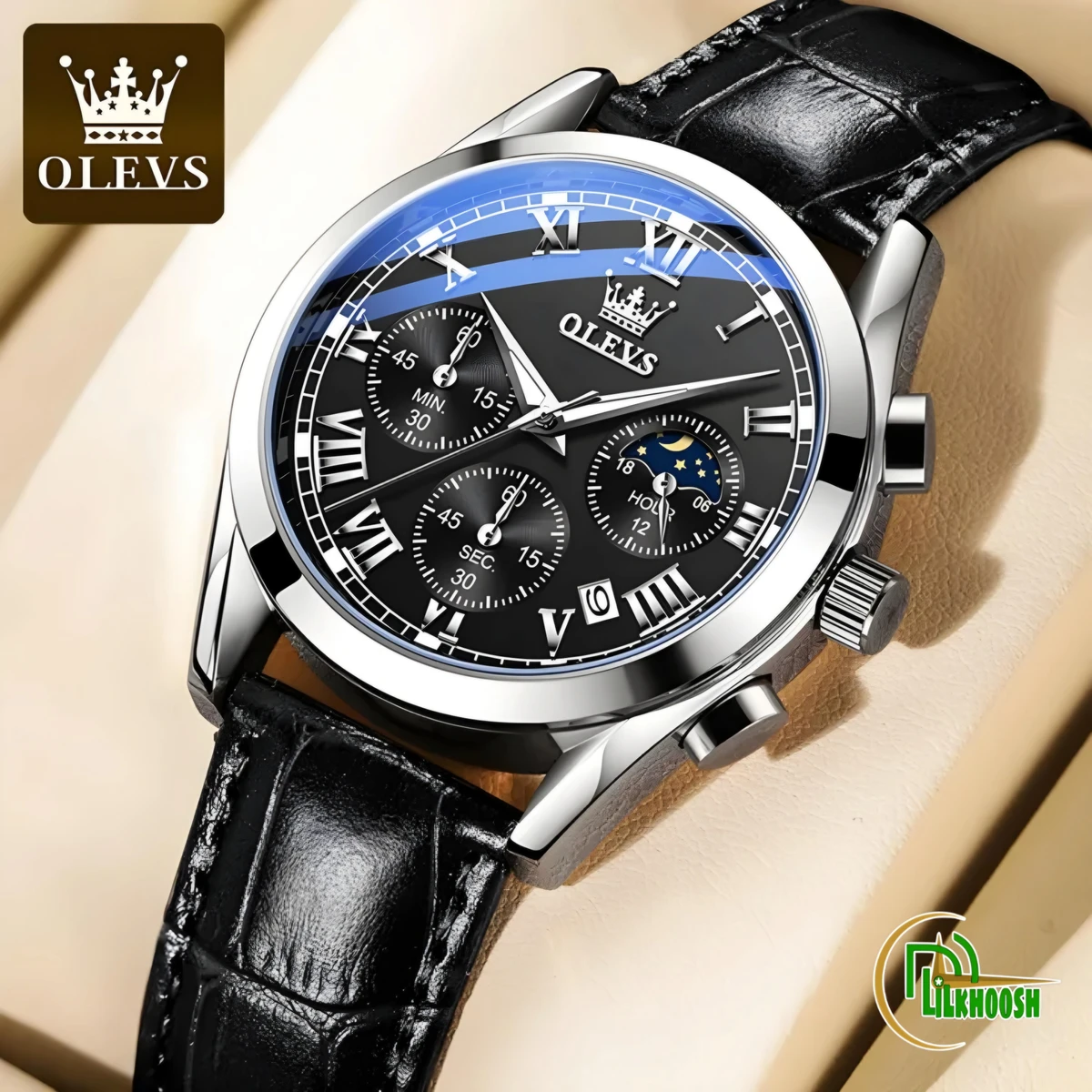 Olevs 2872 Leather Quartz Fashion Watch