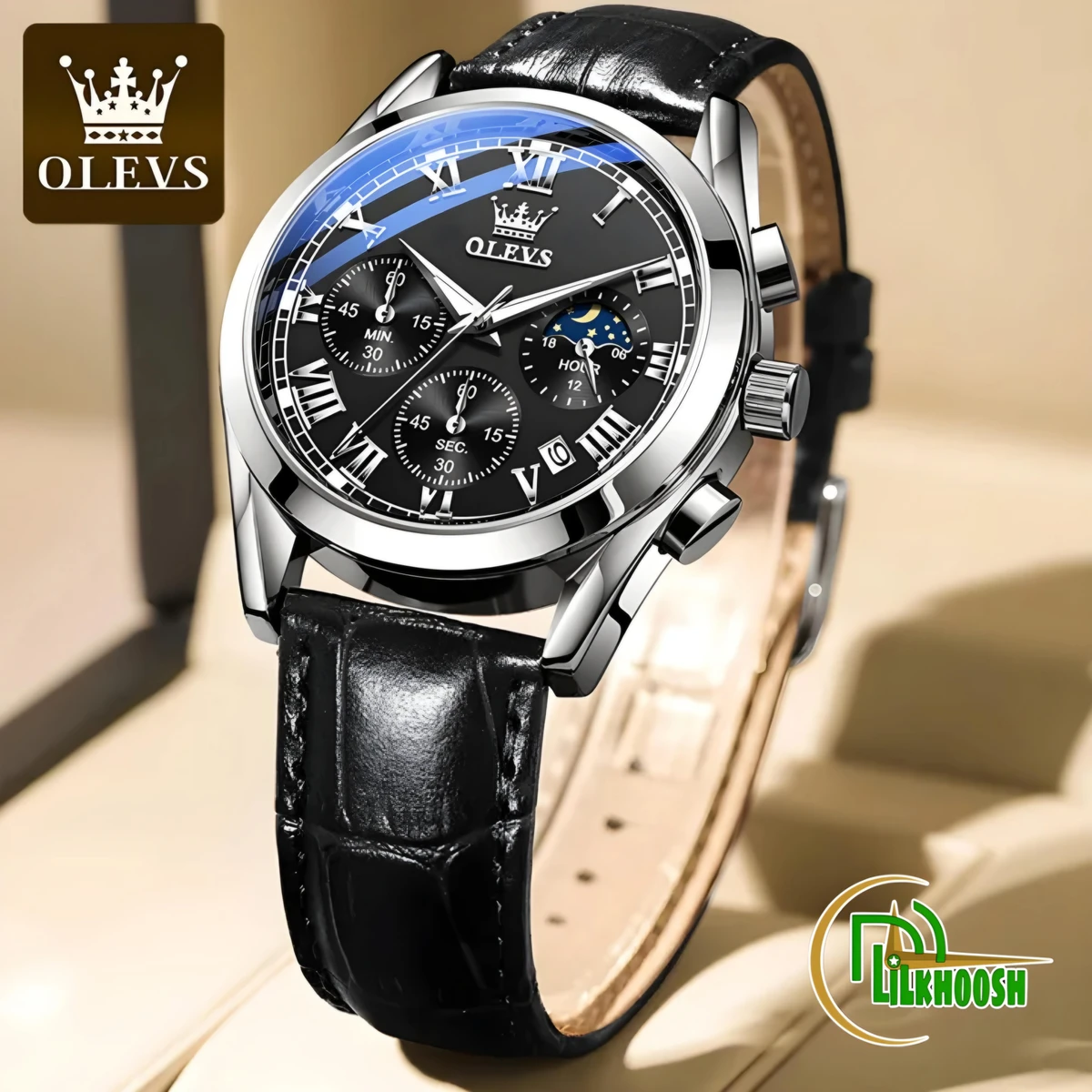 Olevs 2872 Leather Quartz Fashion Watch