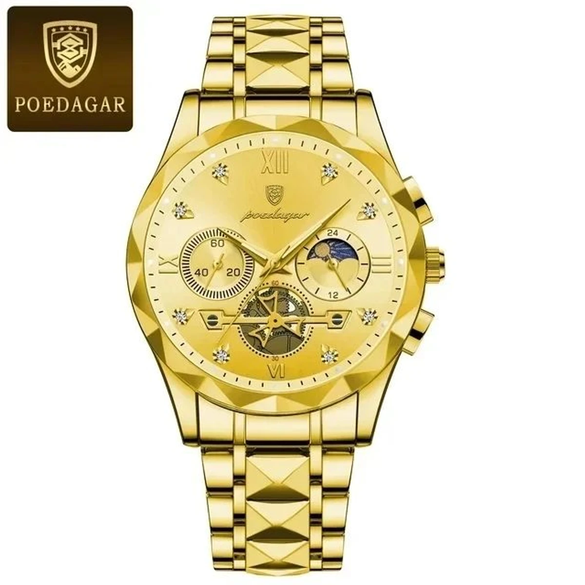 Poedagar 996 Stainless Steel Luminous Quartz Watch For Men (Golden)