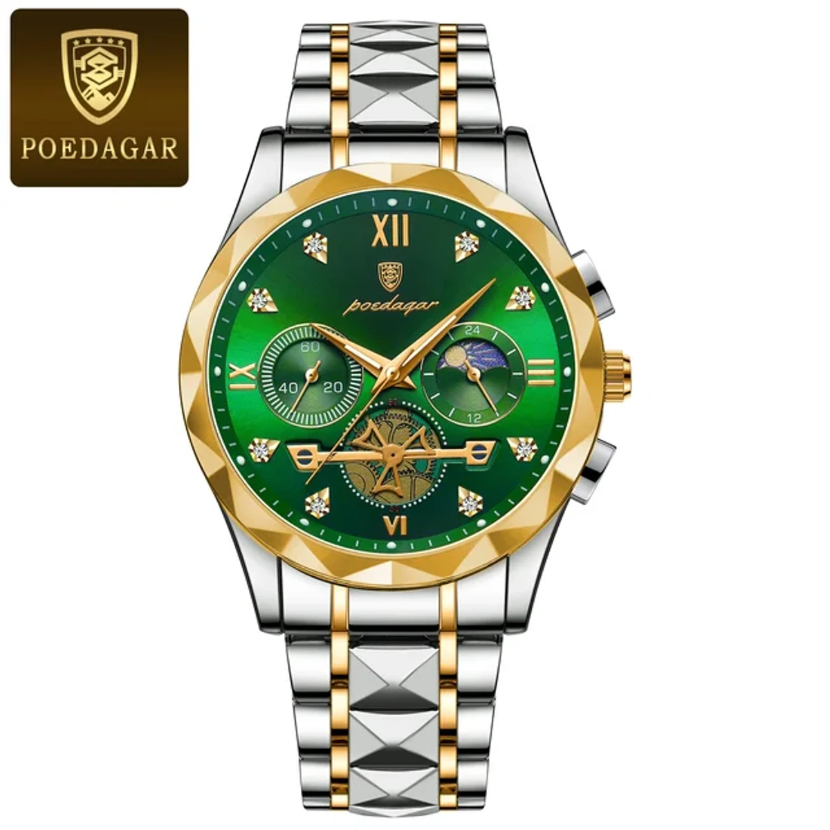 Poedagar 996 Stainless Steel Luminous Quartz Watch For Men (Green)