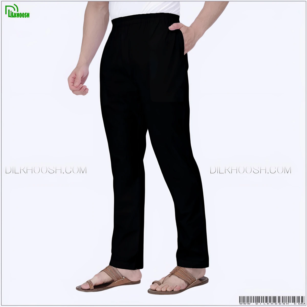 Semi Narrow Black Cotton (𝐍𝐨𝐧-𝐒𝐭𝐫𝐞𝐭𝐜𝐡) Pajama