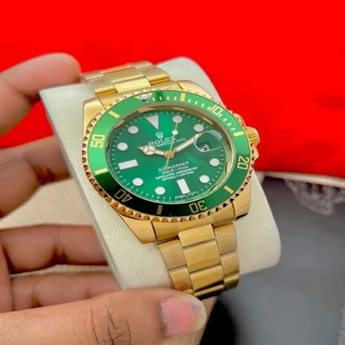 Rolex Submariner PR16233B Two Tone 41mm Mens Replica Watch (Green Golden)