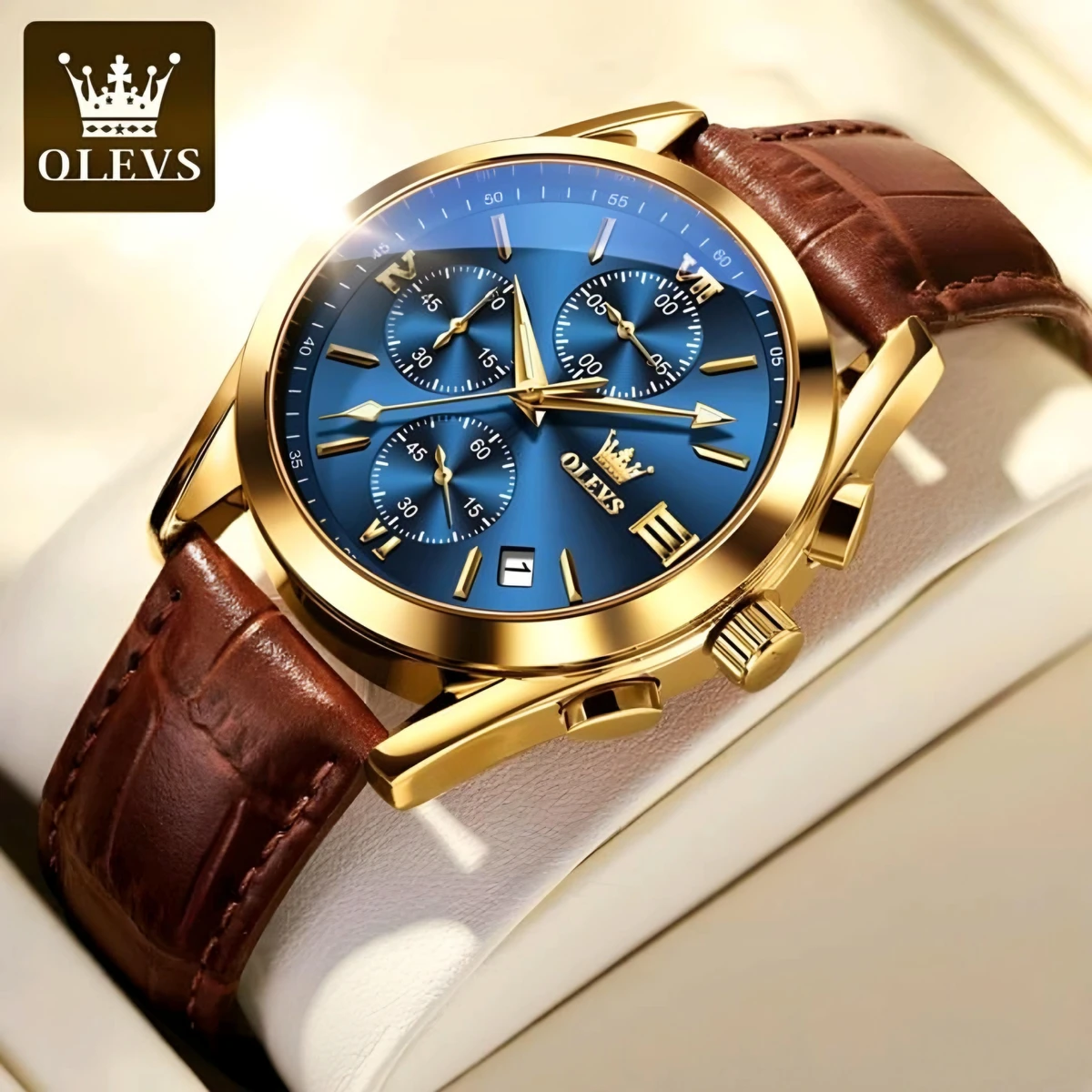 Olevs 2872 Quartz Wrist watch (Blue Dial)