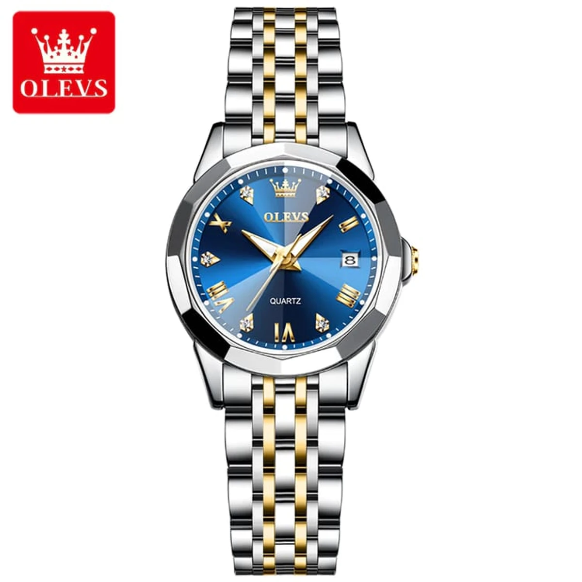 OLEVS Watch for Women Branded Stainless steel  Ladies Watches 9931 (Blue Dial )