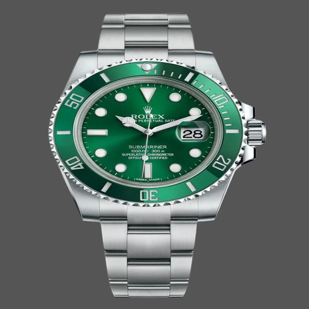 Rolex Submariner Date 116610LV Stainless Steel Oyster 40MM Green Dial Mens Replica Watch (Green Dial)